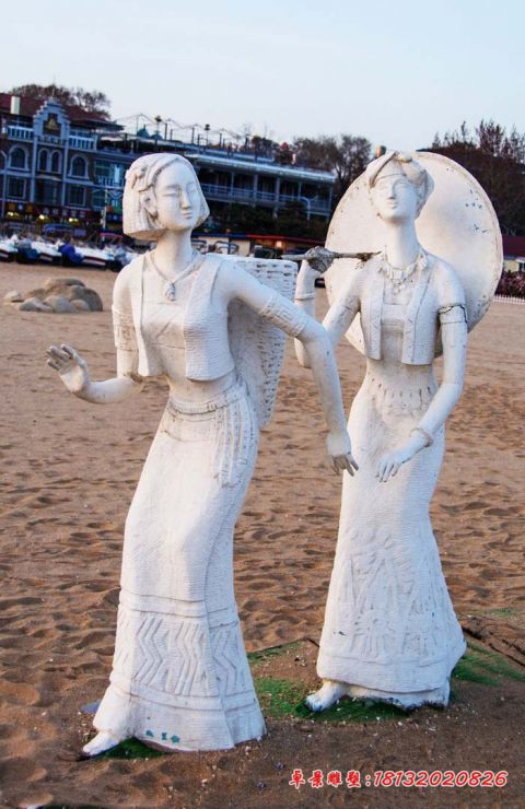 公园人物石雕少数民族女孩