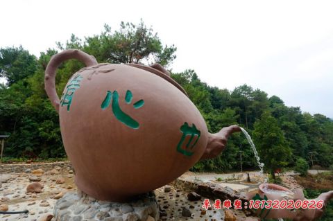 园林景观石雕大理石茶壶