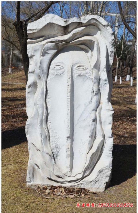 园林景观抽象脸谱石雕