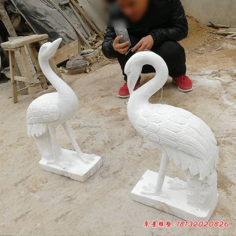 公园大理石动物大仙鹤石雕