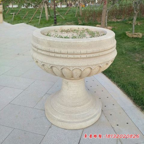 公园景砂岩花盆石雕