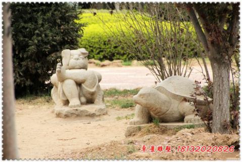 公园动物寓言故事龟兔赛跑石雕