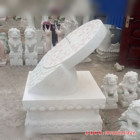 校园汉白玉惜时日晷石雕