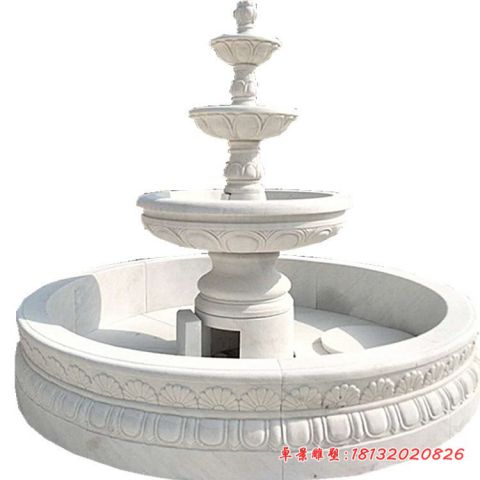公园汉白玉三层喷泉雕塑