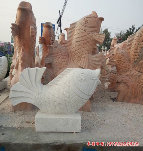 园林景观汉白玉喷水鱼石雕