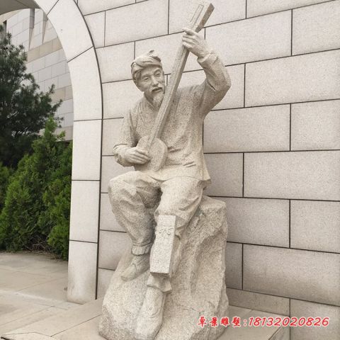 景区抗战人物八路军石雕