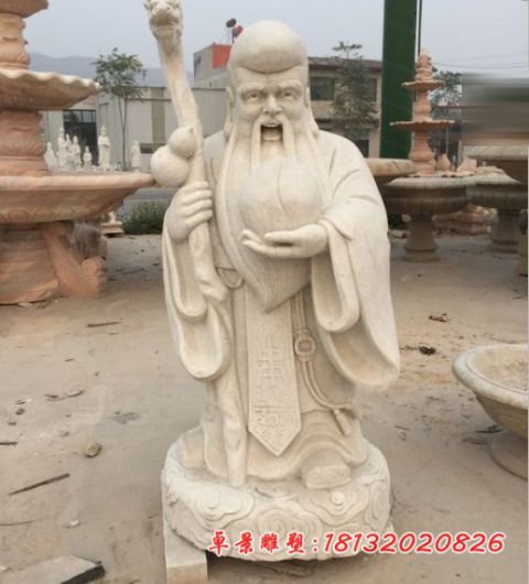 宗教庙宇大理石老寿星神像石雕