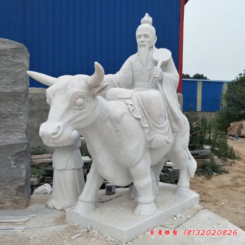 景区老子骑牛西行石雕