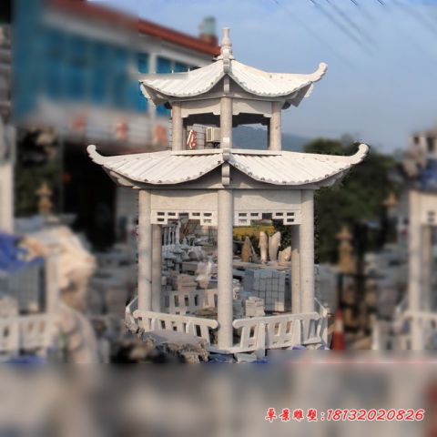 公园大理石双层石雕凉亭