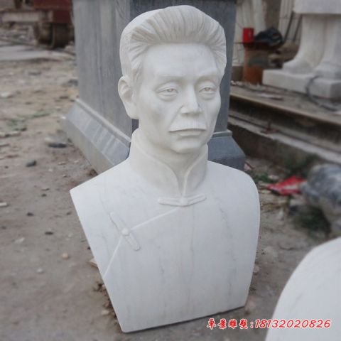 大理石名人鲁迅头像石雕