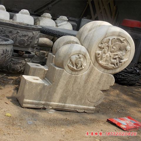 大理石梅花鹿浮雕石门墩