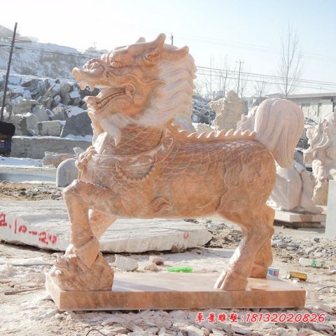 晚霞红神兽立式镇宅麒麟