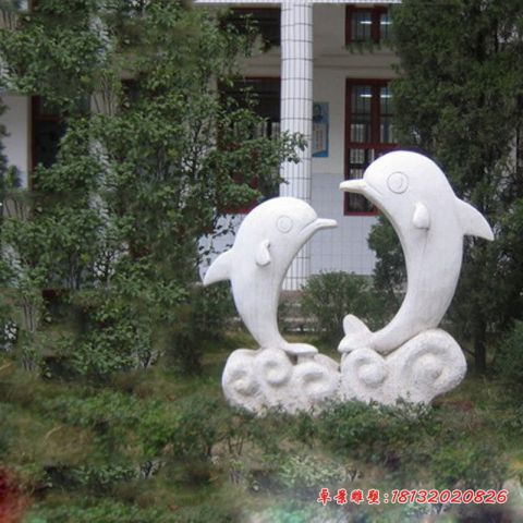 校园动物海豚石雕