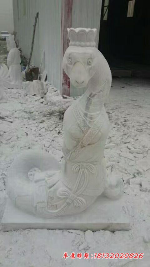 公园动物大理石卡通蛇石雕