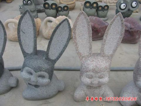 公园动物卡通兔子石雕