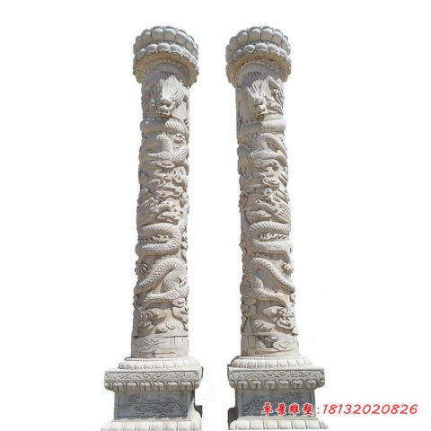 广场石柱龙柱石雕