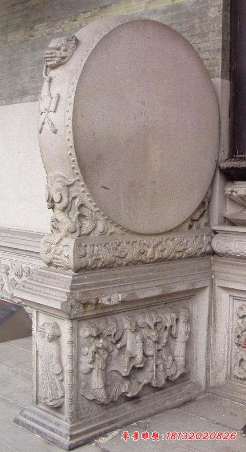 门前仿古空白抱鼓石门墩