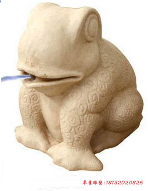 公园动物砂岩喷水青蛙石雕