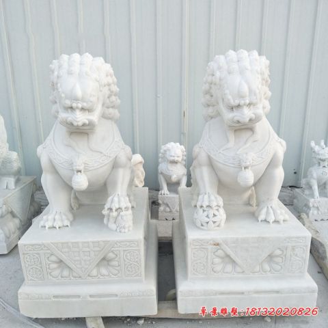 门前汉白玉动物北京狮石雕