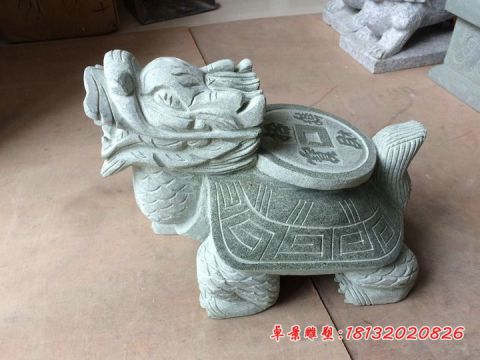 企业招财铜钱龙龟石雕