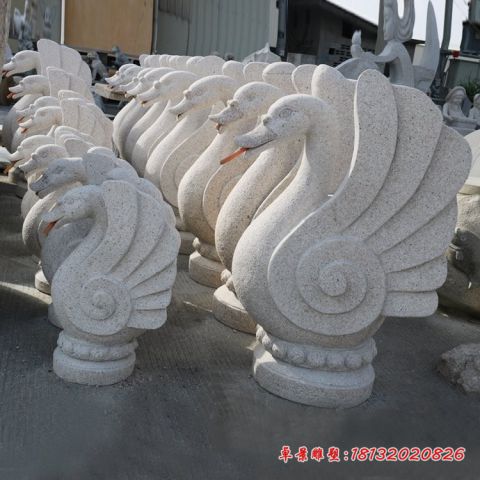 大理石抽象石雕喷水天鹅