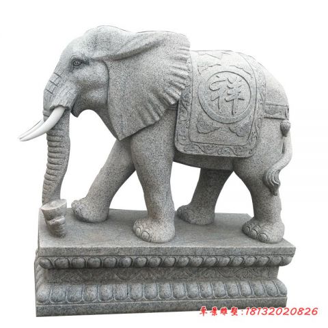 门口招财大理石大象石雕