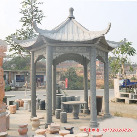 大理石园林六角凉亭石雕