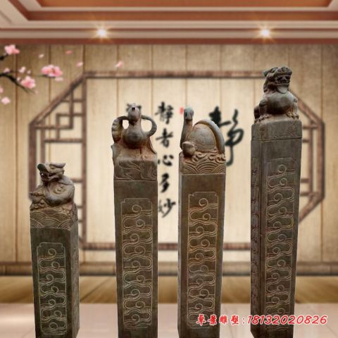 庭院仿古四大神兽拴马柱