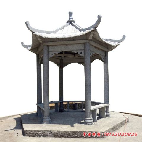 公园景观六角凉亭石雕
