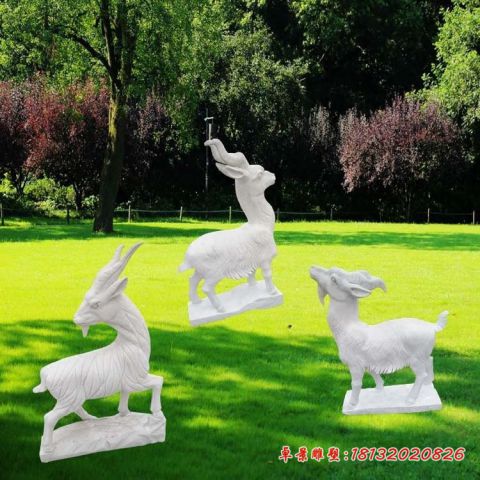 草地大理石动物羊石雕