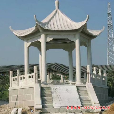 公园六角大理石凉亭