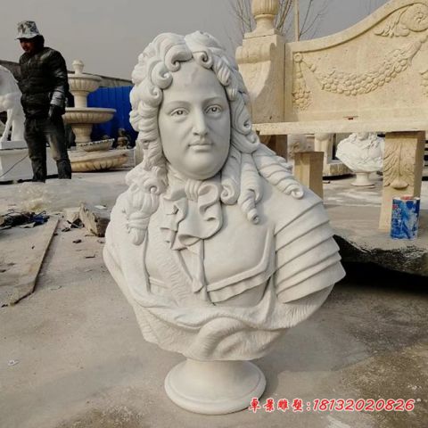 汉白玉西方名人牛顿头像石雕