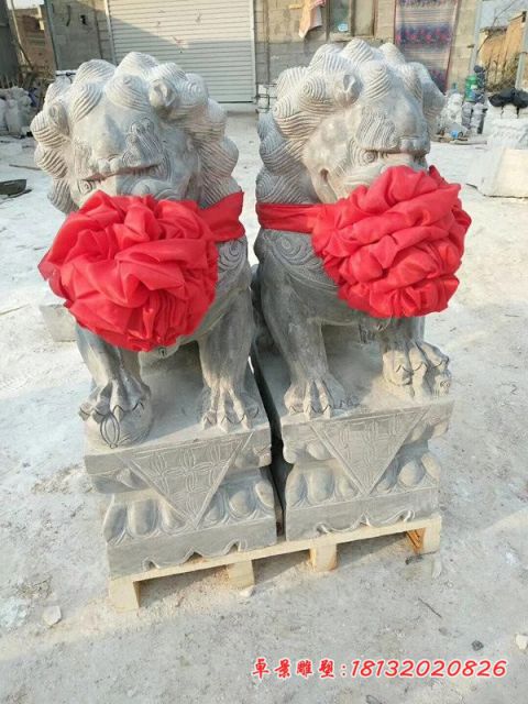 门口青石小狮子石雕