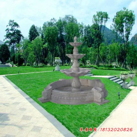 公园欧式三层石雕喷泉