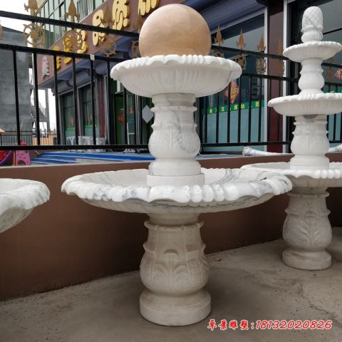 企业大理石招财双层风水球