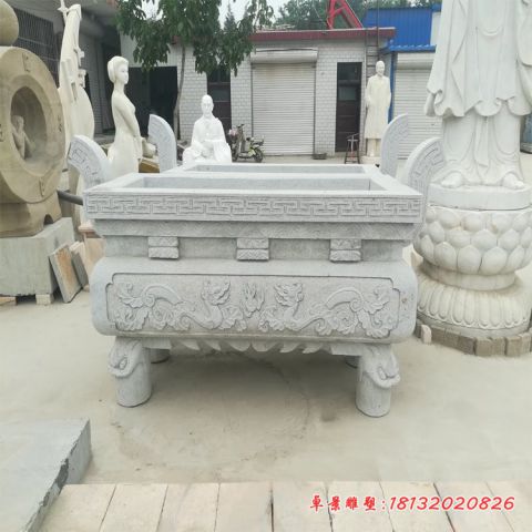 大理石寺庙四足香炉石雕