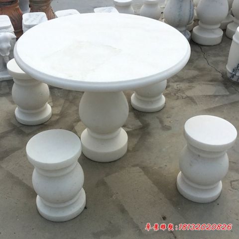 汉白玉庭院圆形石桌凳