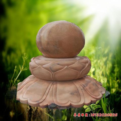 晚霞红莲花风水球公园景观石雕