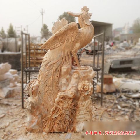 园林景观晚霞红凤凰石雕