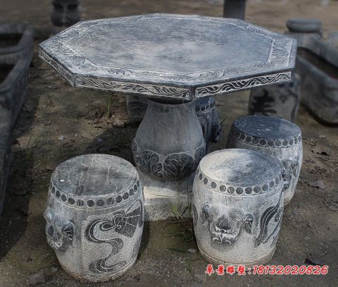 青石仿古庭院石桌凳