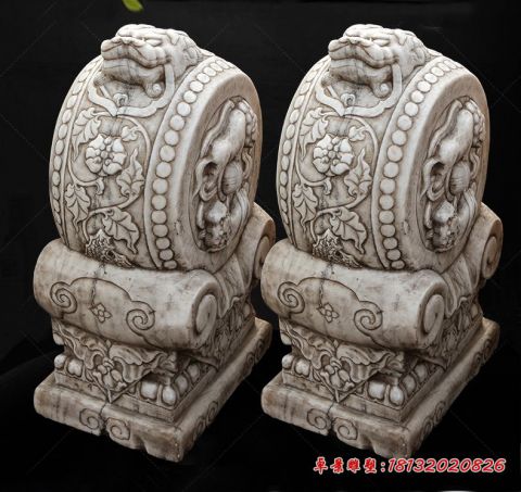 汉白玉仿古门前抱鼓石门墩