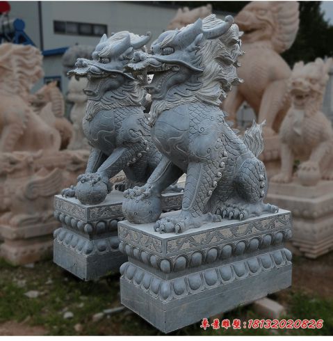 门前镇宅青石仿古石麒麟