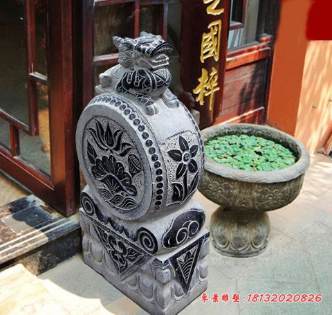 门口貔貅招财石门墩