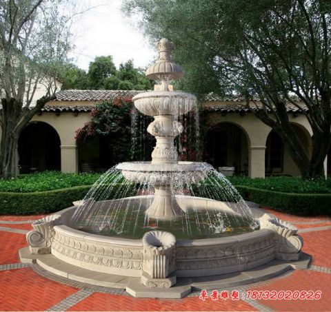 园林景观大理石双层喷泉石雕