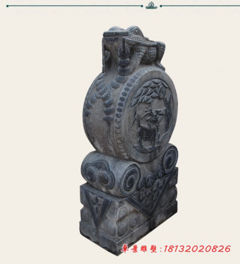 青石仿古金蟾门墩抱鼓石