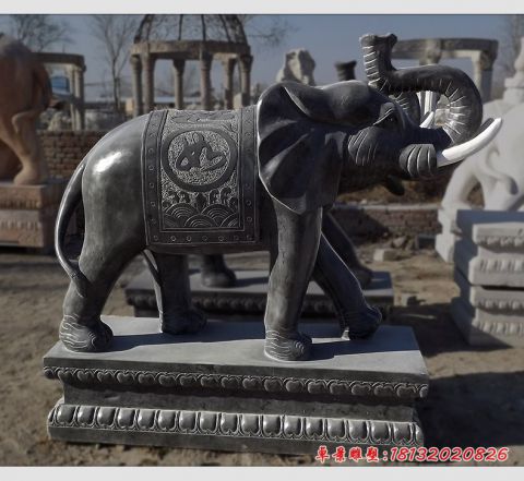 企业门口仿古大象石雕