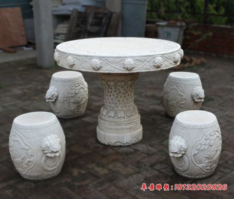 公园摆件大理石圆形石桌石凳