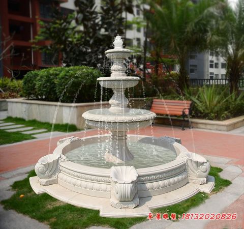 小区景观汉白玉三层石喷泉