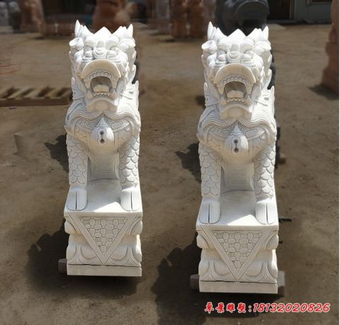 镇宅辟邪汉白玉麒麟石雕
