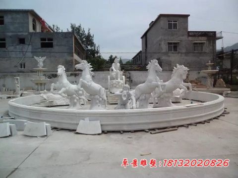 汉白玉阿波罗战车喷泉石雕